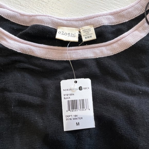 New Cloth by Design Convertible Tie Side Slit Sweater Black Purple Size Medium - Picture 13 of 16